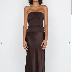Bec & Bridge Chocolate Strapless Maxi Dress